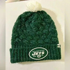 New Era New York Jets NFL Pom Chunky Knit Hat On Field Sideline Beanie Hat Women
